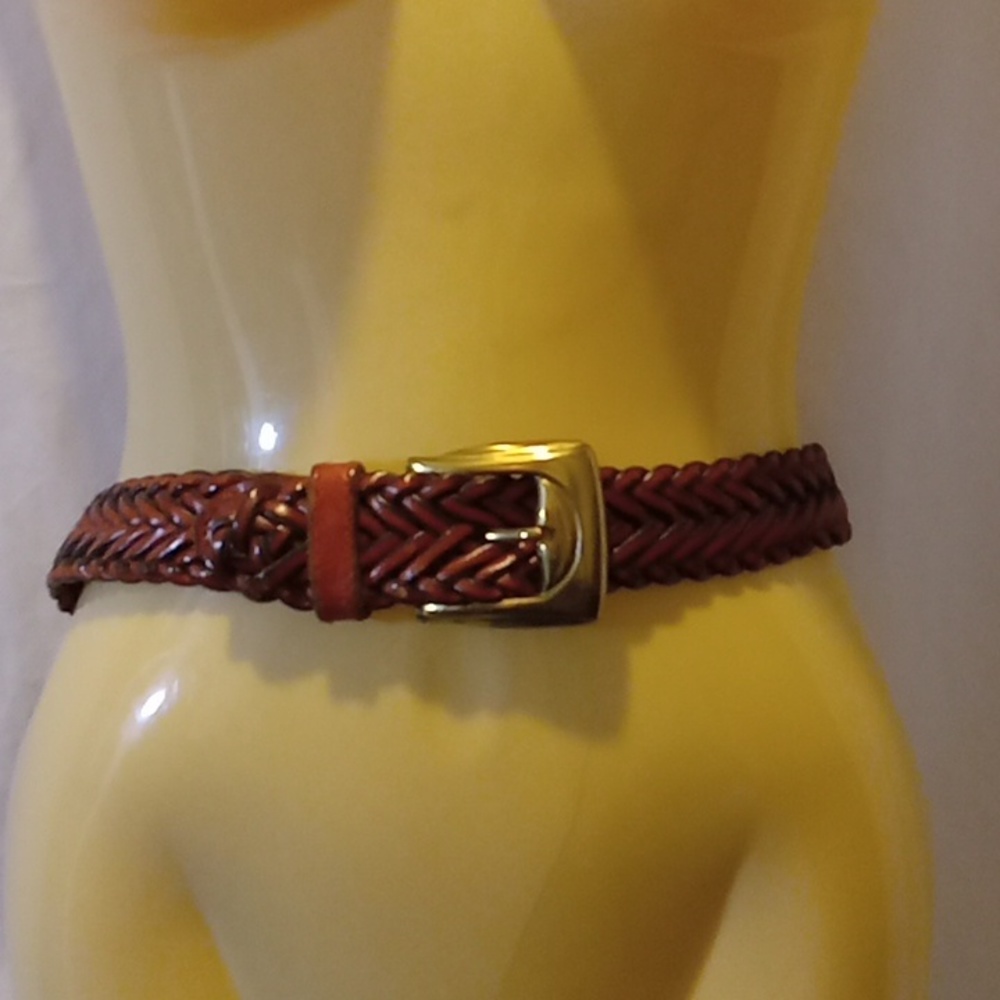 Talbots Womens Large Braided Leather Belt Classic Preppy